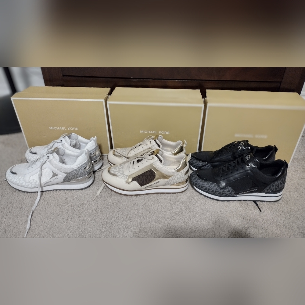 White, Tan and Black Michael Kors Gym Shoes